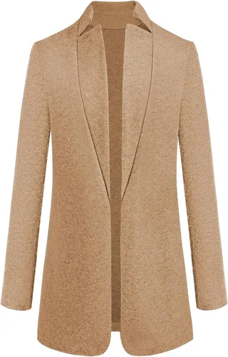 Vista 3 de Omoone Chaqueta básica de cuello alto para mujer, chaqueta ajustada con solapa con muescas