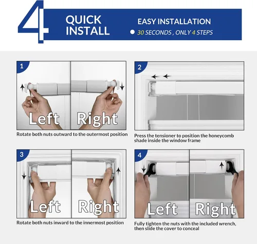 Vista 6 de BERISSA Persianas celulares sin cordones, sin herramientas, sin taladro, para ventanas de interiores, fáciles de instalar, 20 pulgadas de ancho x 36
