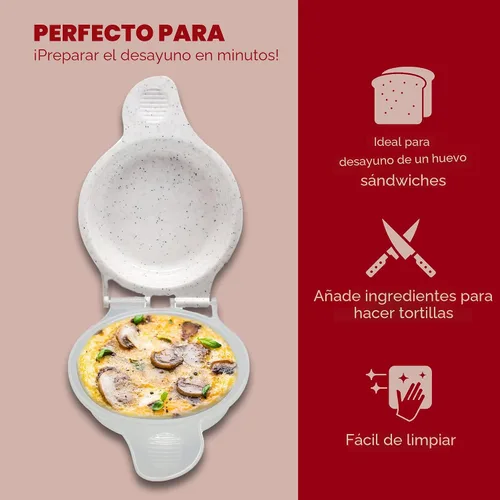 Vista 4 de Good Living Molde para magdalenas de huevos para microondas, sándwiches de desayuno rápido de 1 minuto, antiadherente, sin BPA y apto
