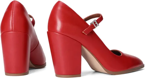 Vista 5 de DREAM PAIRS Zapatos de tacón alto y grueso para mujer, con puntera cerrada, zapatos Mary Jane, puntera puntiaguda, cómodos, zapatos de trabajo