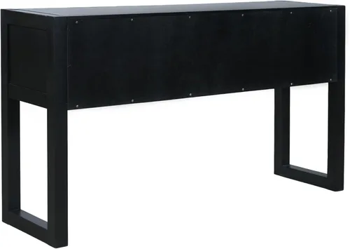 Vista 7 de LUMISOL Mesa consola geométrica tallada con 3 cajones, mesa de sofá de granja detrás del sofá con almacenamiento y detalles de patas acanaladas