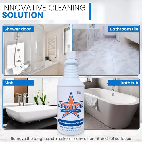 Vista 2 de BRING IT ON! CLEANER Sellador removedor de manchas de agua dura de 16 onzas, manchas de agua en el vidrio, acumulación de agua dura.
