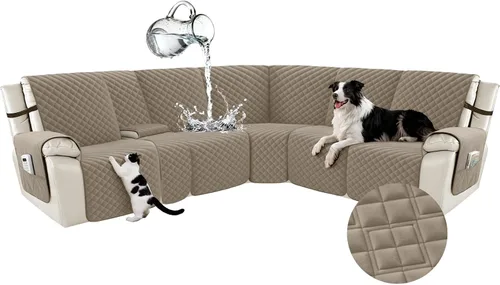 Vista 47 de Arfntevss Fundas para sofá seccional reclinable para sofá seccional en forma de L, funda antideslizante lavable para sofá reclinable con forma de L
