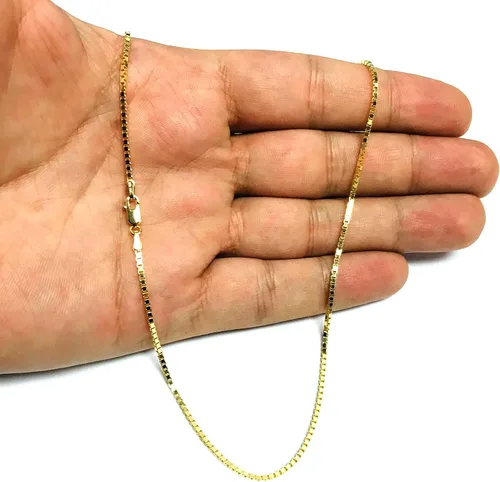 Vista 4 de Jewelry Affairs 14k Yellow Solid Gold Mirror Box Chain Necklace, 1.4mm