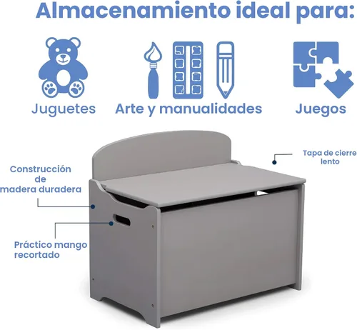 Vista 4 de Delta Children MySize Deluxe - Caja de juguetes, color gris