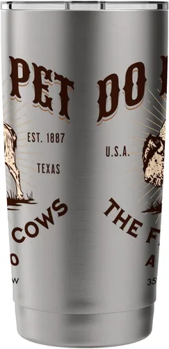 Vista 2 de Amarillo Texas Do Not Pet the Fluffy Cows - Vaso aislado de acero inoxidable con diseño de bisonte divertido