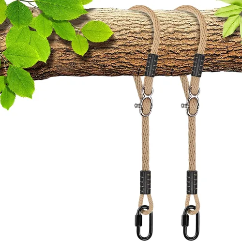 Vista 8 de SELEWARE Kit Colgante de Correas y Cuerdas para Hamaca Columpio de Árbol, Cuerda Ajustable Rápida y Fácil de Colgar Hamaca Silla Columpio
