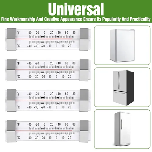 Vista 4 de Paquete de 9 termómetros para refrigerador, congelador, impermeable, analógico, esfera grande, preciso, fácil de leer, amplio rango de -40°F a 80°F