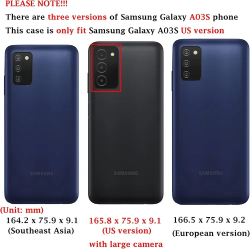 Vista 2 de M MAIKEZI Funda para Samsung A03S, Galaxy A03S con protector de pantalla HD, absorción de golpes flexible de TPU parachoques de goma suave