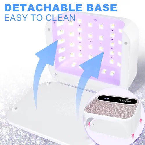 Vista 7 de Lámpara LED de uñas, luz de uñas de gel de 126 W, lámpara profesional recargable, 42 cuentas LED UV duraderas, sensor automático, secado rápido