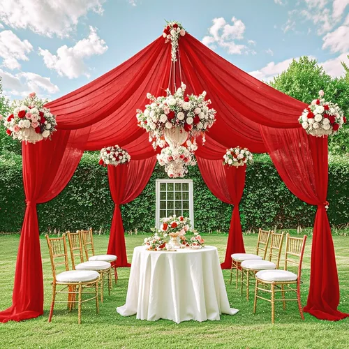 Vista 10 de Cortinas de techo verdes para cortinas de boda para techo, tela drapeada, 2 paneles de 5 x 20 pies, cortinas de tela para cortinas de arco de boda