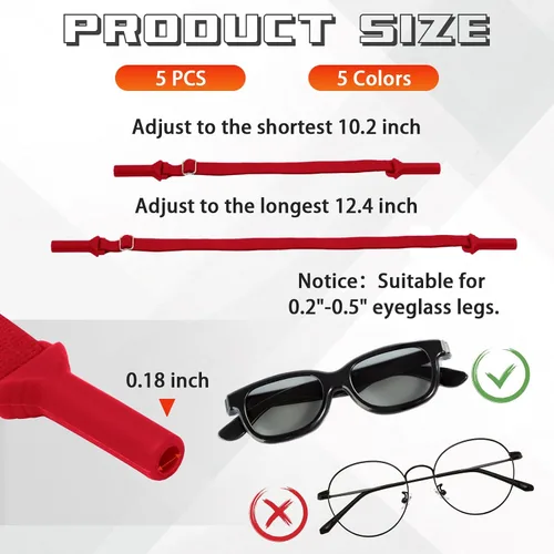 Vista 3 de 5 correas ajustables para gafas, correas de vidrio sin cola, correa de soporte deportivo para gafas y lentes de sol Varios