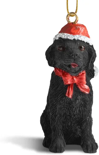 Vista 9 de Yuletide Designs Figura de perro adornos de Navidad con sombreros de Papá Noel