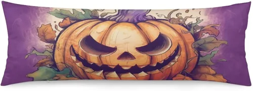Vista 15 de Funda de almohada de cuerpo con diseño de bruja y escoba de Halloween, funda de almohada larga con cremallera, rectangular, suave, grande, funda