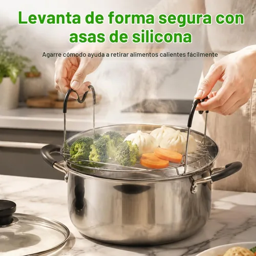 Vista 4 de Salvamanteles de vapor instantáneo con mango de silicona ondulado, 6 8