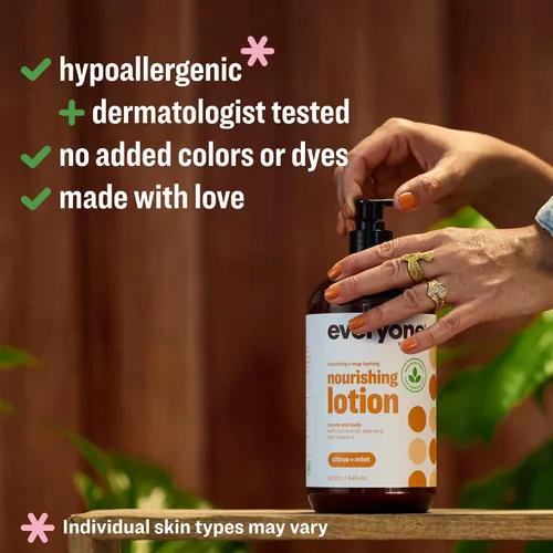 Vista 3 de Everyone Loción 2-en-1 para manos/cuerpo, 32 onzas (paquete de 2) cítricos y menta hecha con aceites esenciales para hombres y mujeres