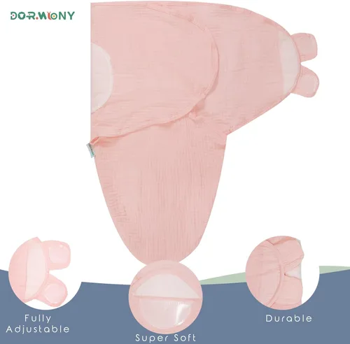 Vista 2 de Pañales de muselina orgánica ultra suaves para bebés recién nacidos, paquete de 3 sacos de dormir ajustables (estilo gentle, 0-3 meses), Estilo suave
