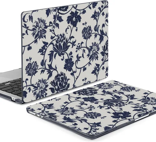 Vista 7 de Batianda Funda para MacBook Air de 15 pulgadas 2026 M5 M4 M3 M2 Chip flores azul marino