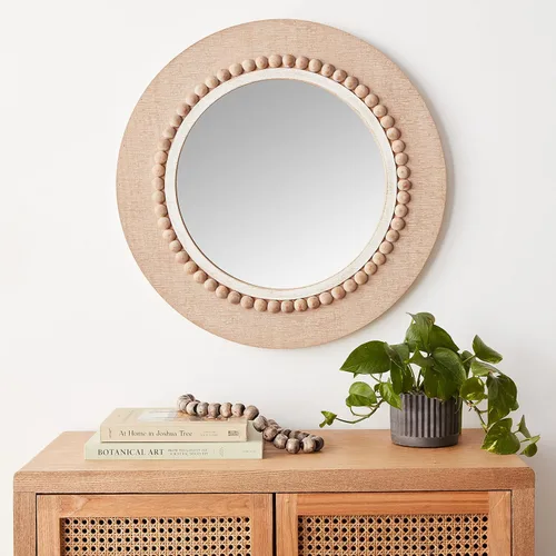 Vista 6 de Espejo de pared redondo decorativo de madera