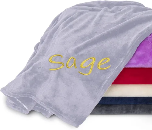 Vista 9 de Mantas personalizadas para adultos, manta personalizada con nombre bordado o monograma, funda de manta de forro polar suave para cama y sofá