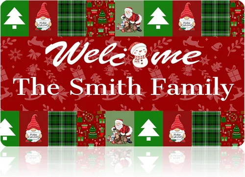 Vista 11 de Tapetes de puerta personalizados de bienvenida de Navidad para puerta delantera, tapete de invierno personalizado con nombre de la familia, tapetes