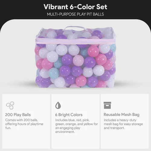 Vista 2 de BalanceFrom Play Pit Balls Toy Set for Kids with Mesh Bag