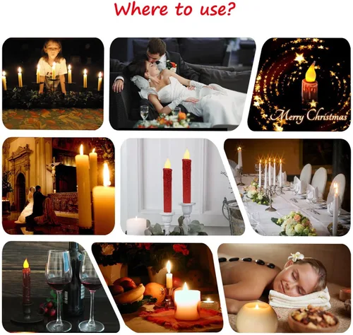 Vista 6 de CVHOMEDECO. Velas LED sin llama con purpurina parpadeantes que funcionan con pilas, con temporizador para el hogar, boda, Halloween, decoración