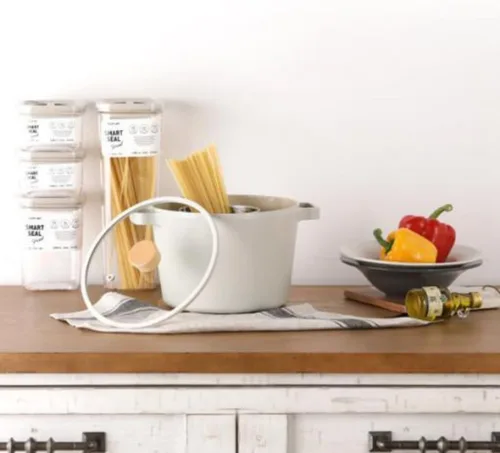 Vista 7 de Fika NEOFLAM FIKA - Olla profunda para estufas e inducción, tapa de vidrio con perilla de madera, fabricada en Corea