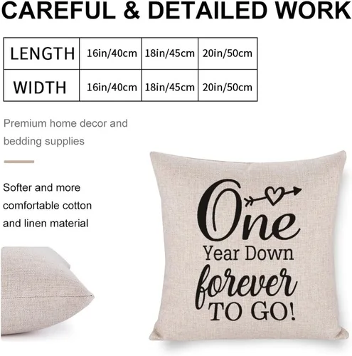 Vista 2 de One Year Down Forever to Go - Fundas de almohada decorativas de 16 x 16 pulgadas, funda de cojín cuadrada con acento de San Valentín para sofá