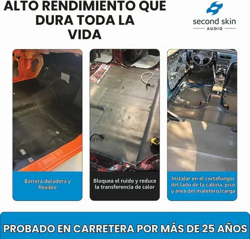 Vista 6 de Luxury Liner Pro - Aislamiento de sonido 2 en 1 para autos - Vinilo cargado en masa y espuma de celda cerrada - Barrera de ruido MLV fabricada