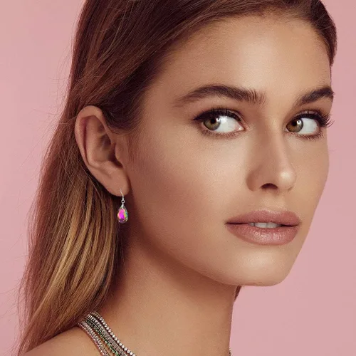 Vista 27 de Aretes colgantes de cristal austriaco con forma de lágrima para mujer, joyería hipoalergénica de plata de ley 925