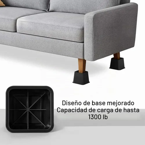 Vista 4 de TOPROAD - Elevadores de cama ajustables, apilables, elevadores de 4/6/9 pulgadas, 1300 libras, paquete de 8