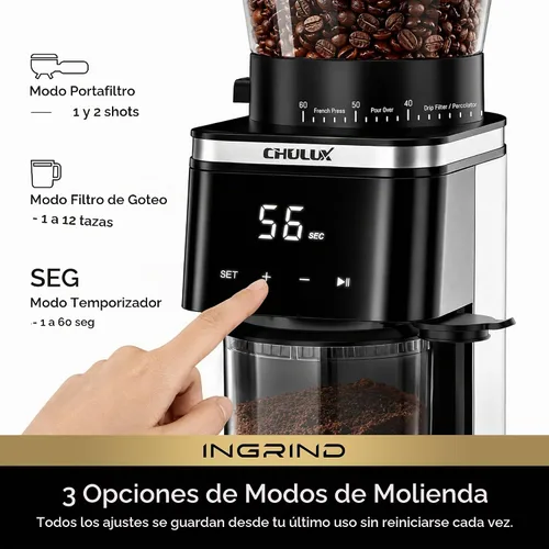 Vista 2 de CHULUX Molinillo de café eléctrico InGrind con 60 ajustes de molienda