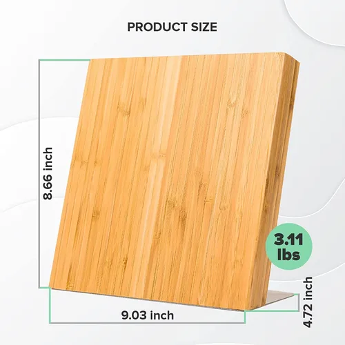 Vista 7 de Coninx Soporte magnético para cuchillo con potente imán, soporte de guarda de madera de bambú, bloque organizador sin cuchillos