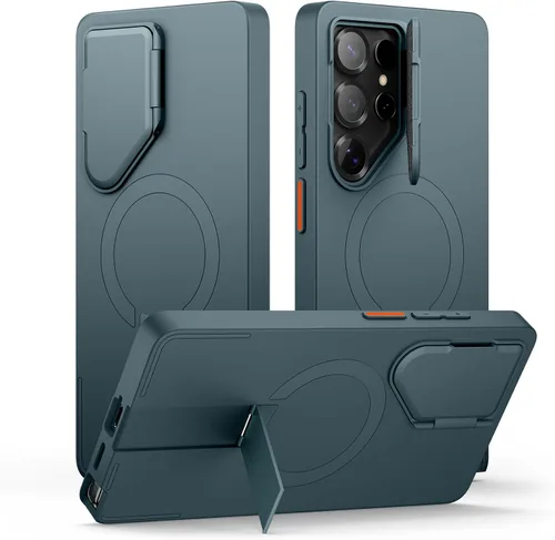 Vista 11 de SURITCH Funda para teléfono Samsung Galaxy S26 Plus, cubierta protectora magnética con cubierta de cámara y soporte de metal ajustable para Galaxy