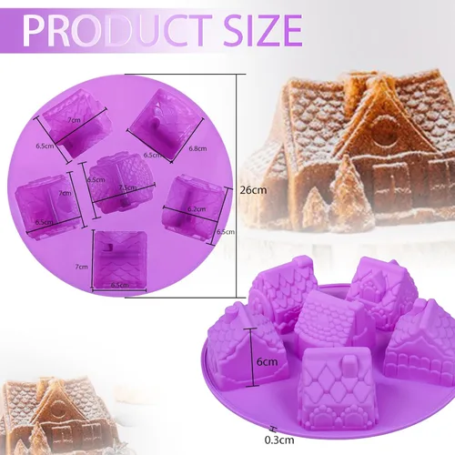 Vista 6 de Joyeee 1 molde de silicona, 6 cavidades antiadherente, acogedor molde para hornear, mini moldes de Navidad para tartas de casa para brownies 1 molde
