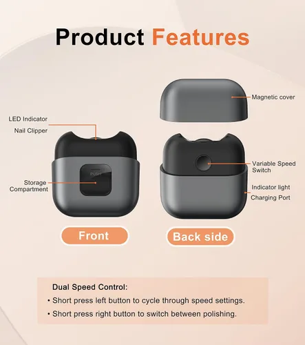 Vista 2 de Cortaúñas eléctrico, cortaúñas recargable para bebés con luz LED, recortador de uñas eléctrico con dos velocidades ajustables y la función de Gris