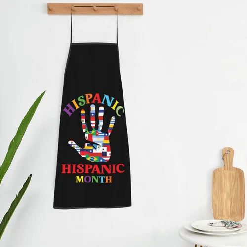 Vista 5 de Delantal del Mes Nacional de la Herencia Hispana para mujeres y hombres, para hornear a la parrilla, jardinería, cocina, aseo, barbacoa, cocina
