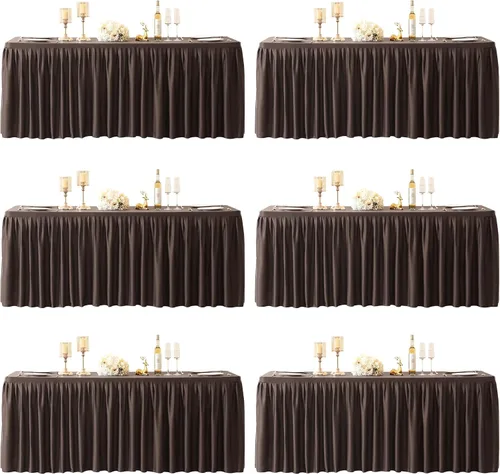 Vista 14 de Paquete de 2 manteles de poliéster negro para mesas rectangulares de 4 pies, cubierta de mesa ajustada sin arrugas, manteles elásticos de 4 pies
