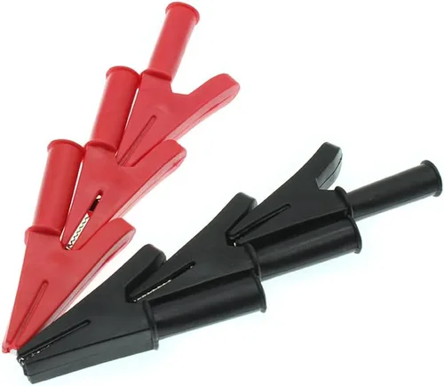 Vista 4 de 3 pares de 30A aislamiento de protección de cocodrilo pinzas de cocodrilo abrazaderas para cable de batería clips de prueba (negro+rojo)