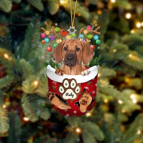 Vista 218 de Adornos personalizados de Pug cervatillo – Decoración personalizada para árbol de Navidad con patas de bolsillo de nieve