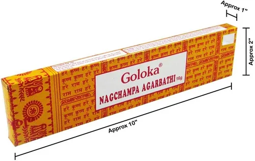 Vista 2 de Goloka Nag Champa - Varitas de incienso, juego de 12 unidades, 0.56 oz cada uno