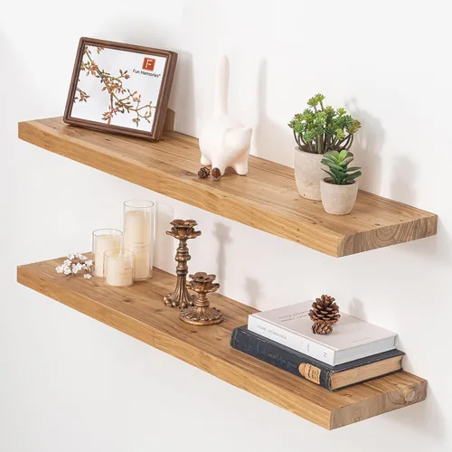 Vista 63 de Estantes flotantes para decoración de pared, estantes rústicos de madera recuperada de 24 x 8 pulgadas, estantes de montaje en pared resistentes