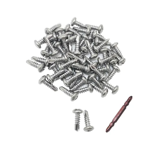 Vista 7 de Tornillos autorroscantes de acero inoxidable 410 #8 x 3/4" (19mm) Tornillos autoperforantes Phillips Pan Head Tornillos autoperforantes 100 piezas