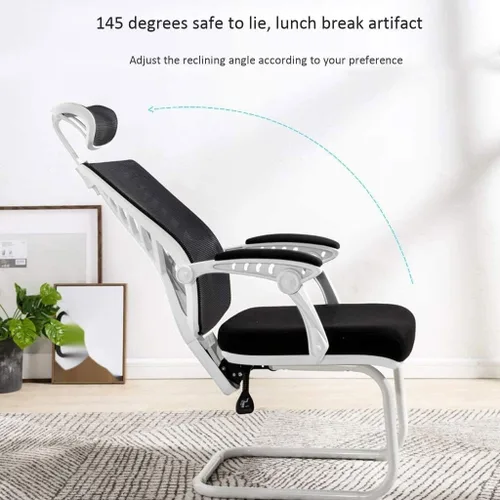Vista 3 de Silla de oficina ergonómica con asiento de malla transpirable, silla de computadora con altura ajustable del asiento y respaldo reclinable (D)
