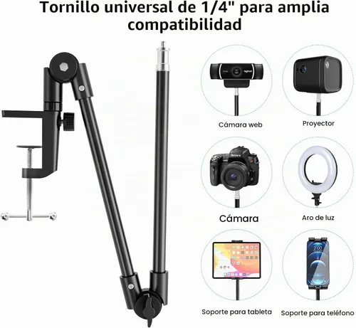 Vista 6 de KDD Soporte para tableta, soporte de teléfono iPad de ajuste, soporte de cámara web de brazo largo de 27 pulgadas para escritorio, apto