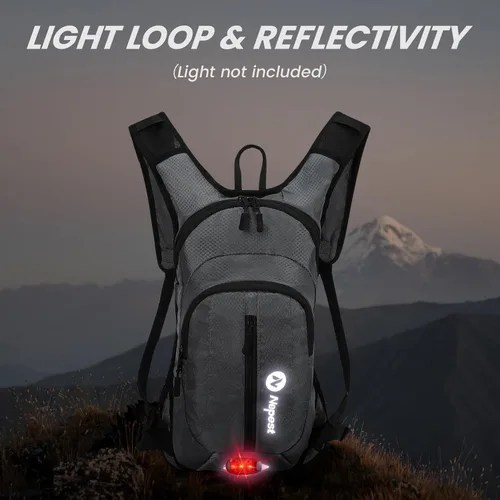 Vista 3 de Nepest Hydration Pack Backpack for Women & Men, Lightweight Water Backpack with 2L Water Bladder for Hiking Cycling Running Biking Gris-oscuro