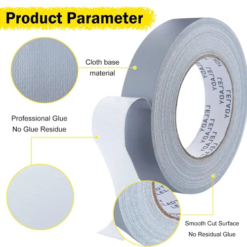 Vista 5 de Cinta adhesiva de 1 pulgada x 40 yardas, 2 rollos, plata y gris, resistente, sin residuos, impermeable para embalaje, uso industrial y profesional