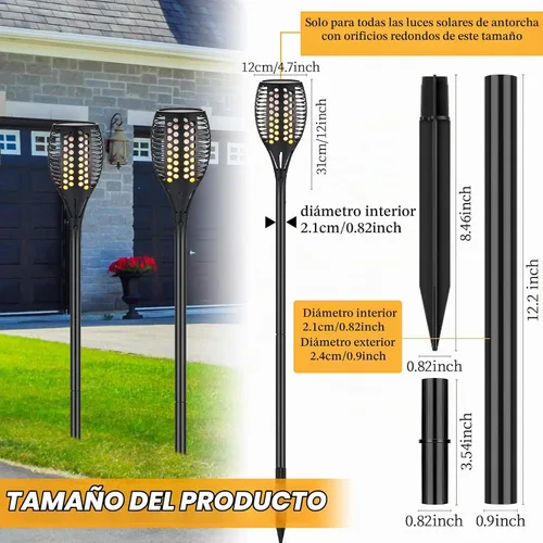 Vista 2 de Chunful Juego de 8 estacas de luz solar de repuesto para lámpara coja, poste de extensión, estaca de tierra y conector de junta para jardín al aire