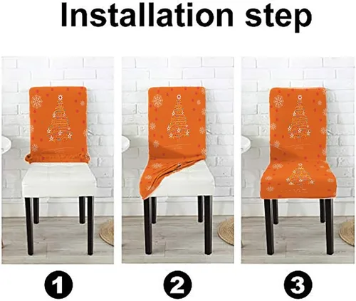 Vista 188 de CAPSCEOLL Christmas Dining Chair Covers,Snowflakes Festive Winter Pattern Stretch Chair Covers for Dining Room Set of 2 Washable Spandex Parson